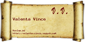 Valenta Vince névjegykártya